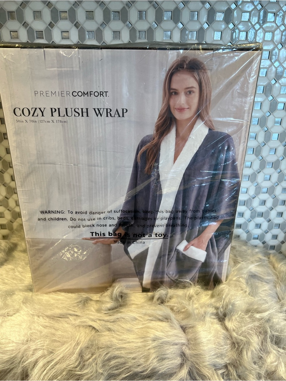 Premier Comfort Cozy Plush Printed Wrap, 50" x 70" Gray